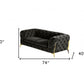 74" Dark Grey And Gold Velour Chesterfield Loveseat