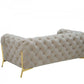 74" Beige And Gold Velvet Chesterfield Loveseat