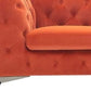 74" Orange Tufted Velvet And Black Chesterfield Love Seat