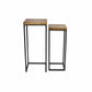 Set Of Two 29" Black And Brown Solid Wood And Steel Square Nested Tables