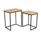 Set of Two 25" Black And Brown Solid Wood Nested Tables