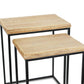 Set of Two 25" Black And Brown Solid Wood Nested Tables