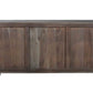 55" Dark Gray Carved Geometric Distressed Solid Wood Enclosed and Open Storage TV Stand