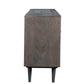 55" Dark Gray Carved Geometric Distressed Solid Wood Enclosed and Open Storage TV Stand