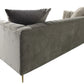 90" Gray Brown Velvet Sofa And Toss Pillows With Gold Legs