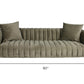 90" Gray Brown Velvet Sofa And Toss Pillows With Gold Legs