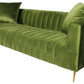 90" Olive Green Velvet Sofa And Toss Pillows With Gold Legs