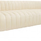 90" Ivory Velvet Sofa And Toss Pillows With Gold Legs