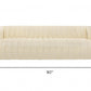 90" Ivory Velvet Sofa And Toss Pillows With Gold Legs