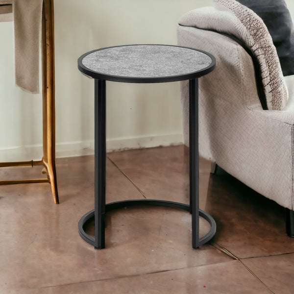 24 Black And Gray Round End Table