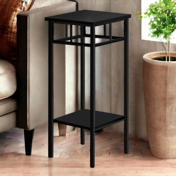 28 Black Square End Table With Shelf