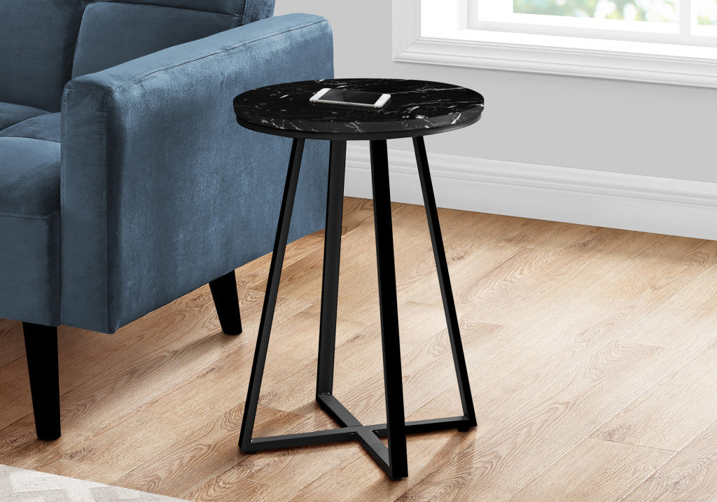 22" Black Round End Table