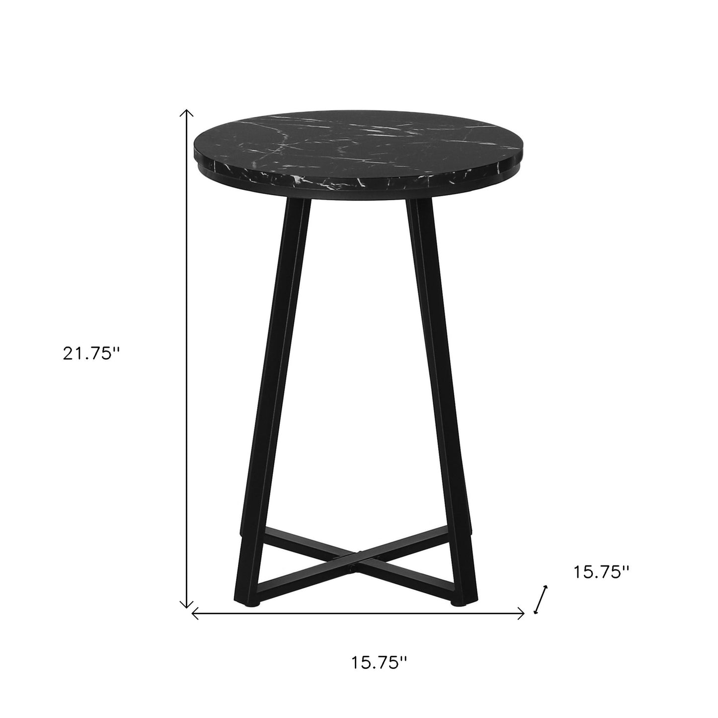 22" Black Round End Table