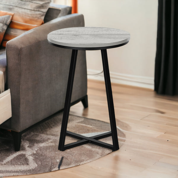 22 Black And Gray Round End Table