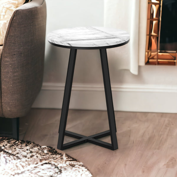 22 Black And White Round End Table