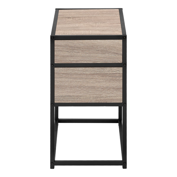 22 Black And Dark Taupe End Table With Two Shelves