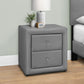 21" Gray Faux Leather Two Drawer Nightstand