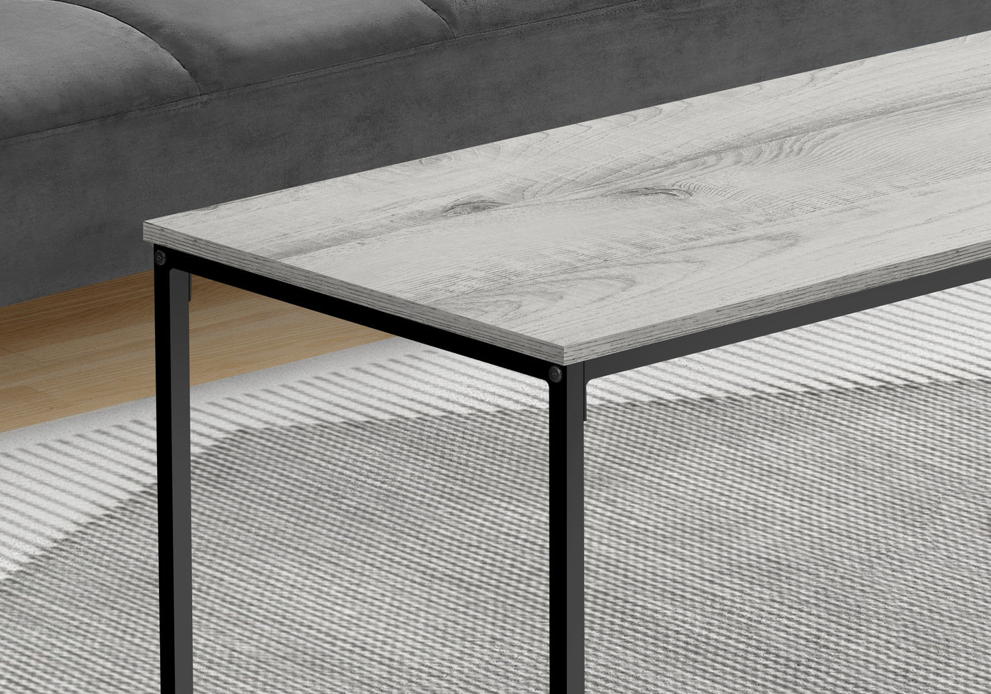 40" Grey And Black Rectangular Coffee Table