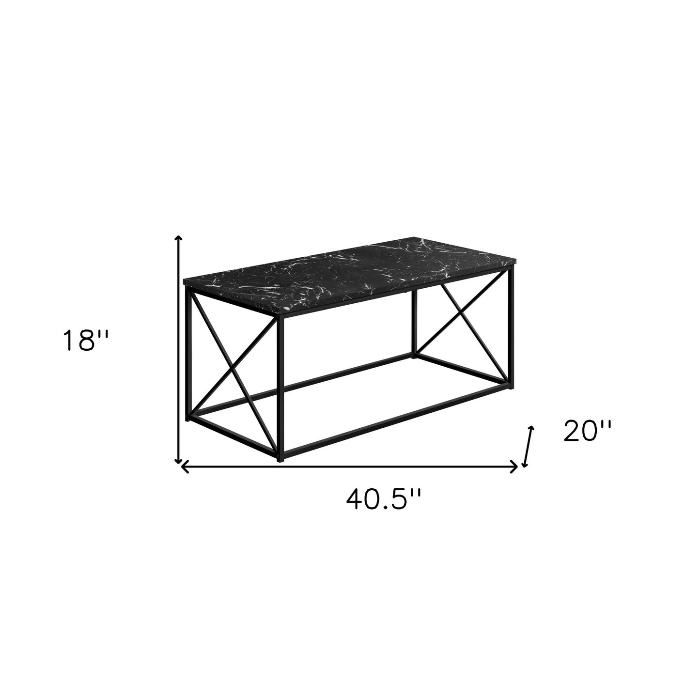 41" Black Rectangular Coffee Table