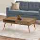 44" Walnut Rectangular Coffee Table With Drawer And Shelf