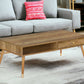 44" Walnut Rectangular Coffee Table With Drawer And Shelf
