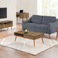 44" Walnut Rectangular Coffee Table With Drawer And Shelf