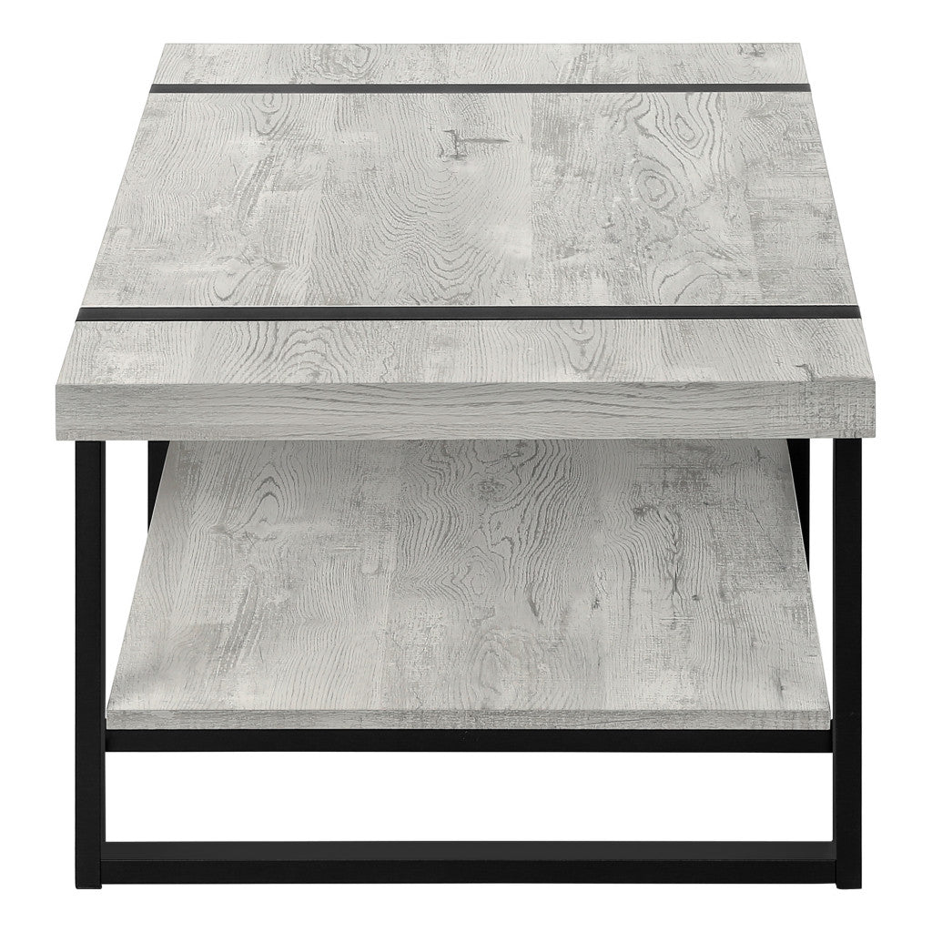 47" Grey And Black Rectangular Coffee Table With Shelf