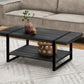 47" Black Rectangular Coffee Table With Shelf