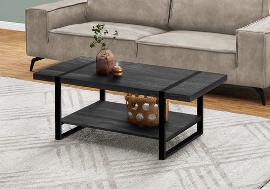 47" Black Rectangular Coffee Table With Shelf