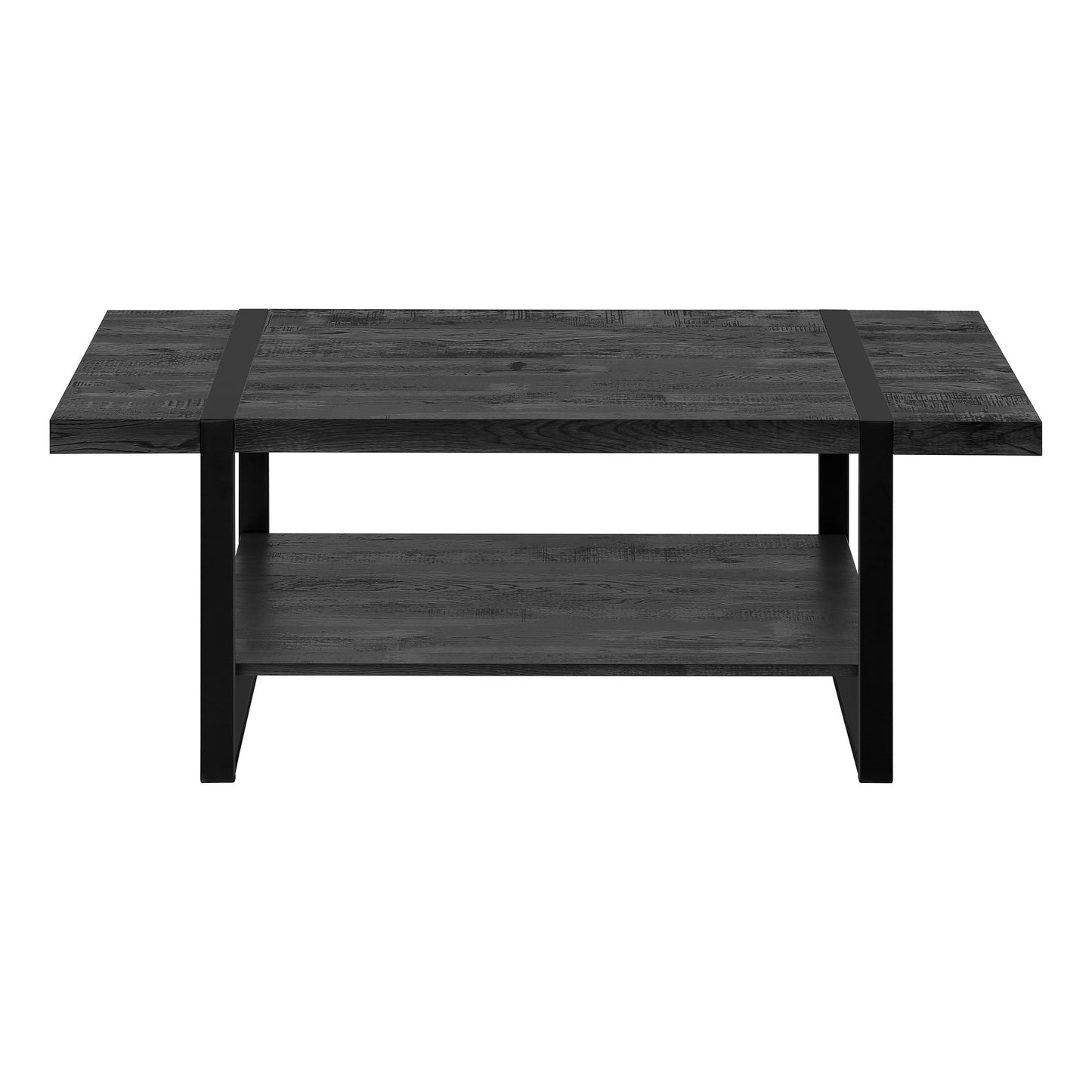 47" Black Rectangular Coffee Table With Shelf