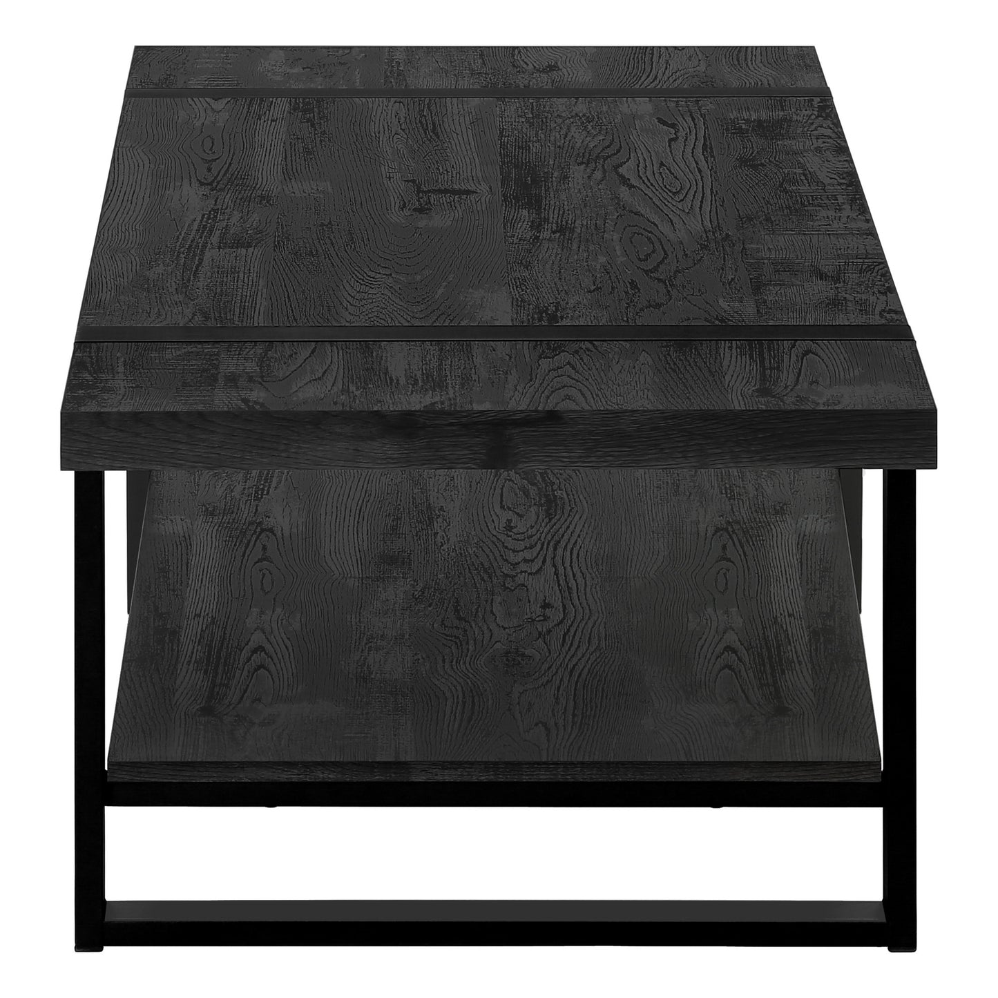 47" Black Rectangular Coffee Table With Shelf