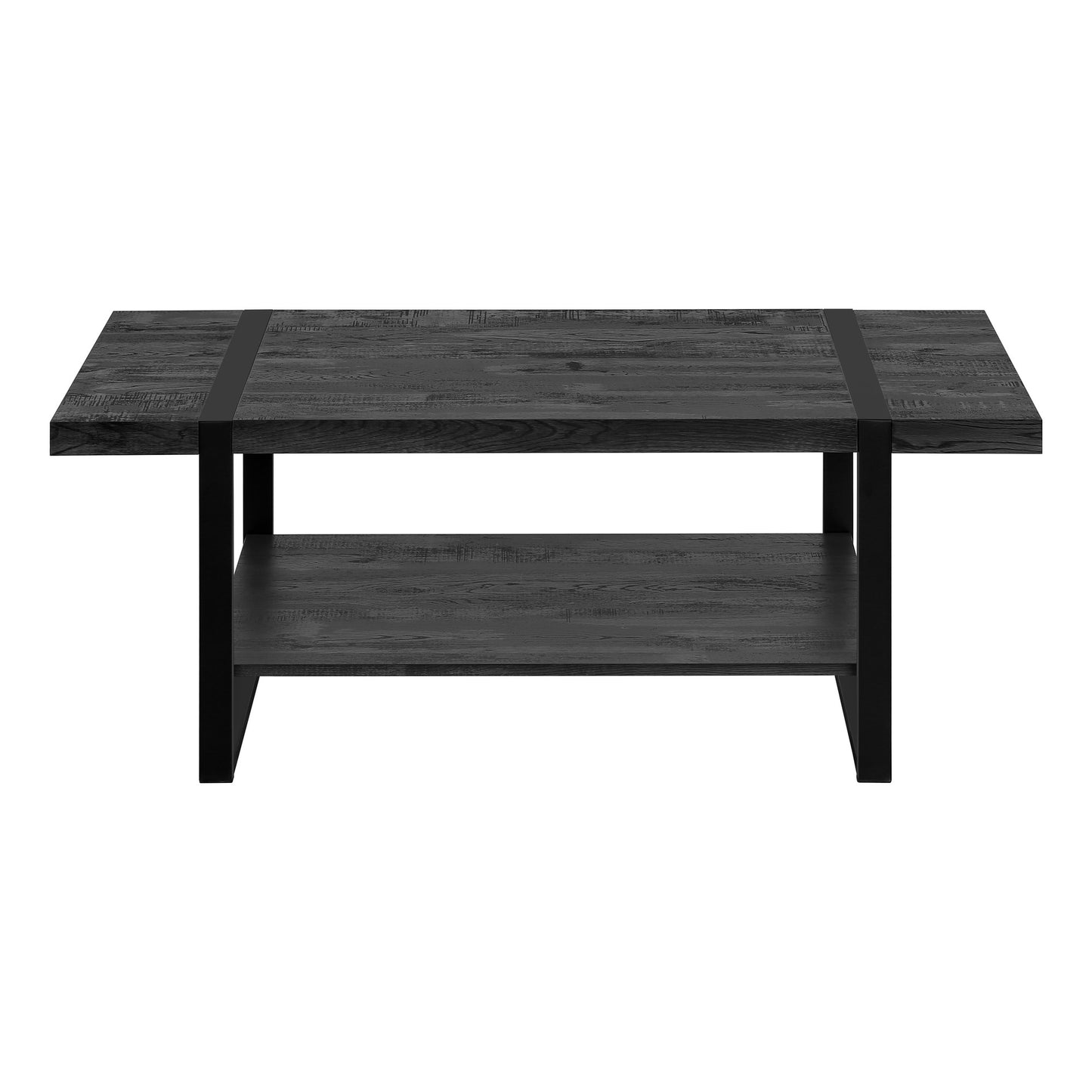 47" Black Rectangular Coffee Table With Shelf