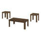 Set Of Three 44" Dark Brown Rectangular Coffee Table