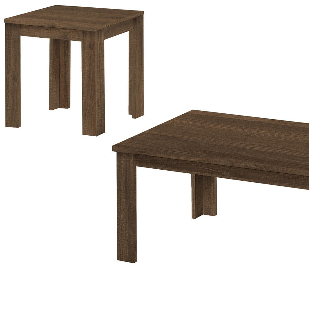 Set Of Three 44" Dark Brown Rectangular Coffee Table