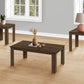 Set Of Three 44" Dark Brown Rectangular Coffee Table