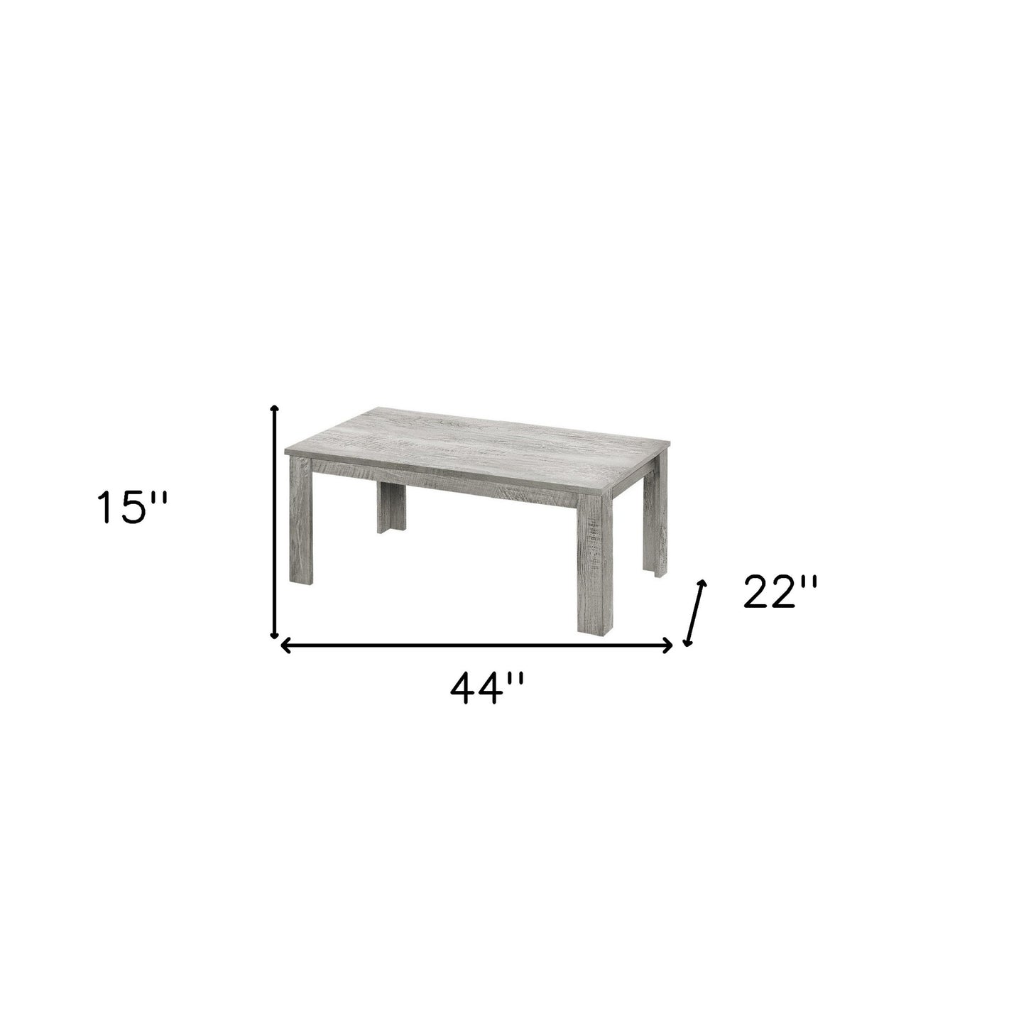 Set Of Three 44" Gray Rectangular Coffee Table