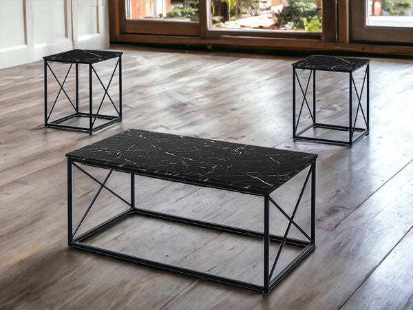 Set of Three 42 Black Metal Coffee Table