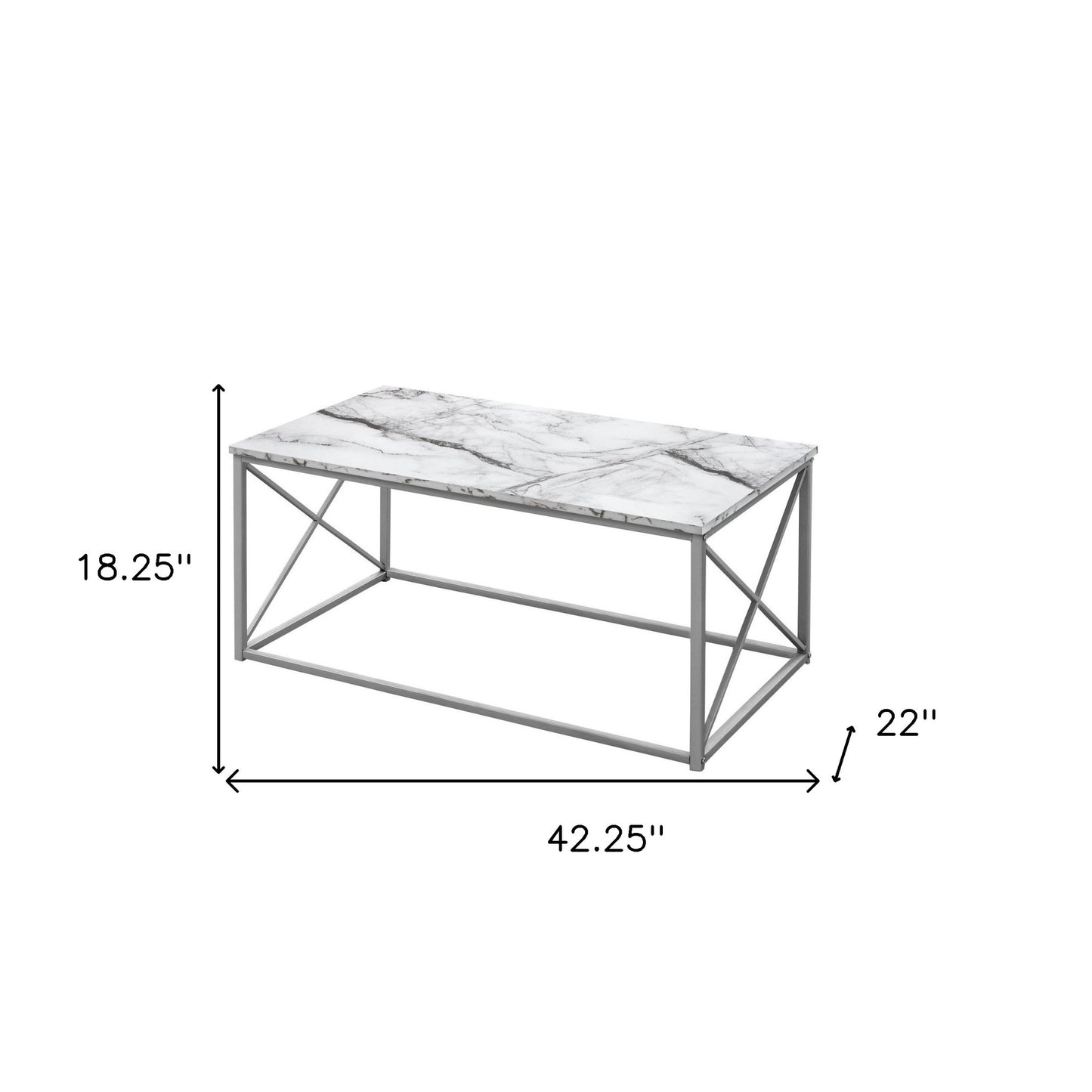 Set Of Three 42" White Rectangular Coffee Table