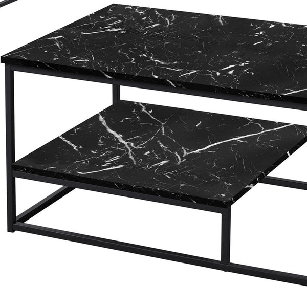 Set Of Three 42 Black Rectangular Coffee Table With Shelf