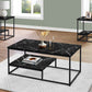 Set Of Three 42" Black Rectangular Coffee Table With Shelf