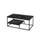 Set Of Three 42" Black Rectangular Coffee Table With Shelf