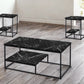 Set Of Three 42" Black Rectangular Coffee Table With Shelf