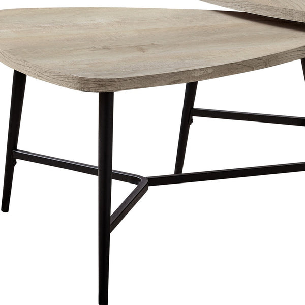 Set Of Two 33 Taupe And Black Triangle Nested Coffee Tables