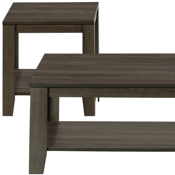 Set Of Three 42 Oak Rectangular Coffee Table With Three Shelves