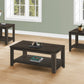 Set Of Three 42" Oak Rectangular Coffee Table With Three Shelves