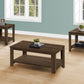 Set Of Three 42" Dark Brown Rectangular Coffee Table With Three Shelves