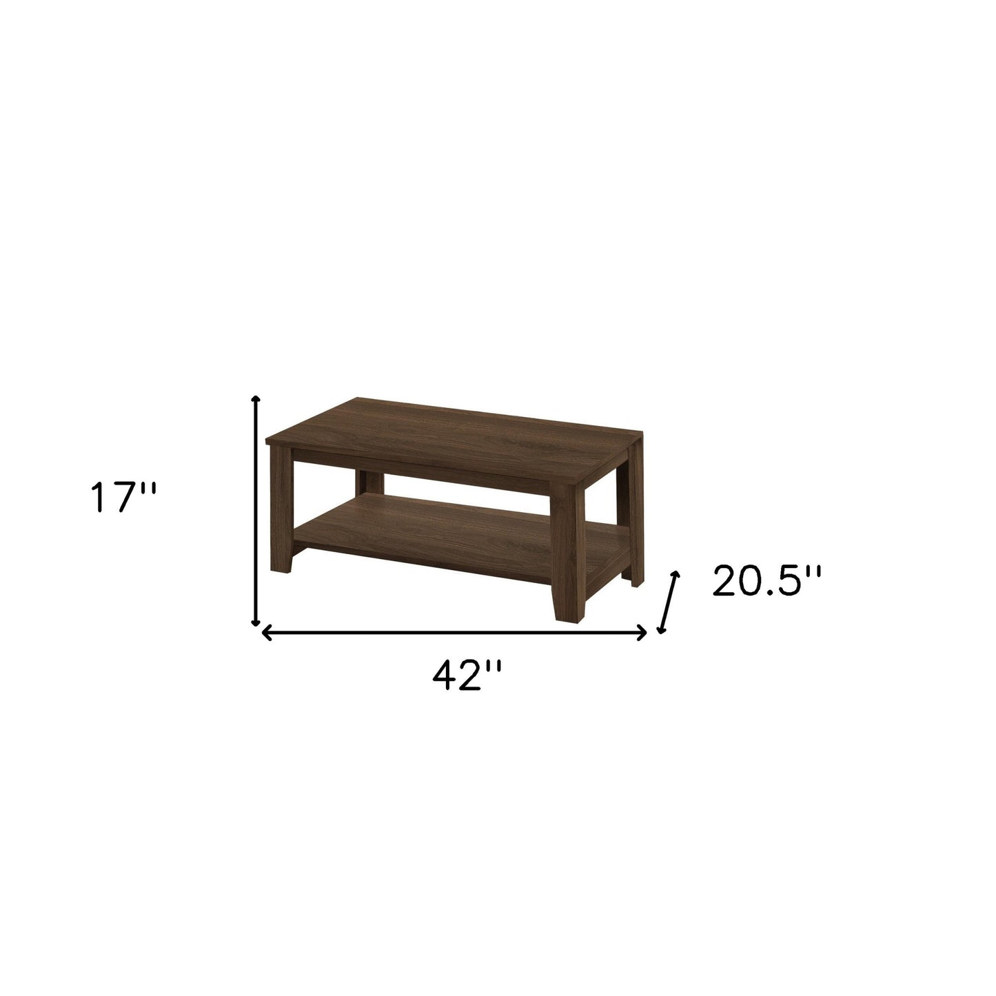 Set Of Three 42" Dark Brown Rectangular Coffee Table With Three Shelves