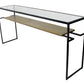 72" Clear and Black Glass Sled Console Table With Storage