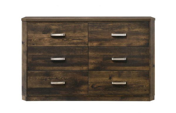 59 Dark Brown Solid and Manufactured Wood Six Drawer Double Dresser