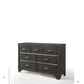 58" Gray Solid and Manufactured Wood Seven Drawer Triple Dresser